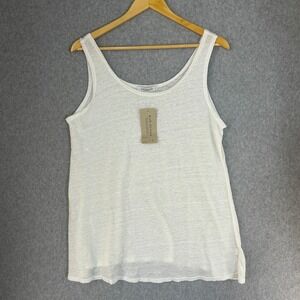 Cut Loose Womens Size Large White Linen Blend Tank Top Scoop Neck Breathable NWT
